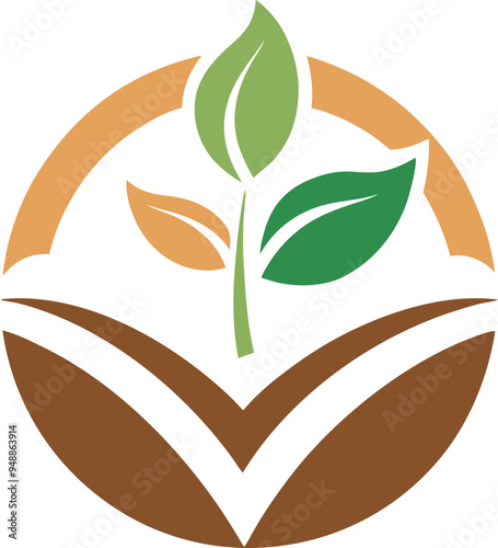 Plant seed logo, reforestation logo go green vector line art illustration