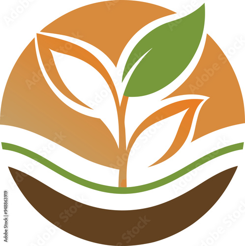 Plant seed logo, reforestation logo go green vector line art illustration