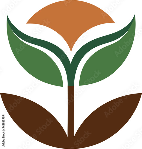Plant seed logo, reforestation logo go green vector line art illustration