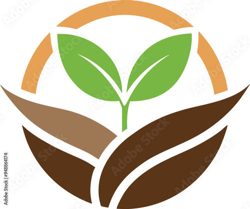 Plant seed logo, reforestation logo go green vector line art illustration