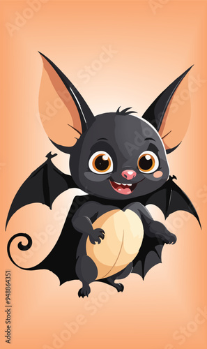 Halloween Bat Animal Cartoon Vector Design.