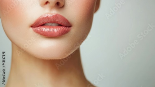 Closeup of Lips with Glossy Makeup