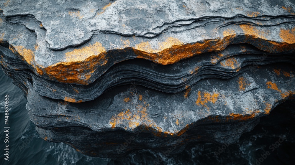 Layered Rock Formation with Golden Hues Layered Rock Formation with Golden Hues