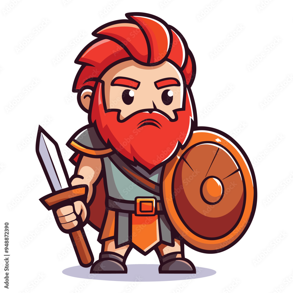 Spartan warrior cartoon character vector with sword and shield Spartan warrior cartoon character vector with sword and shield
