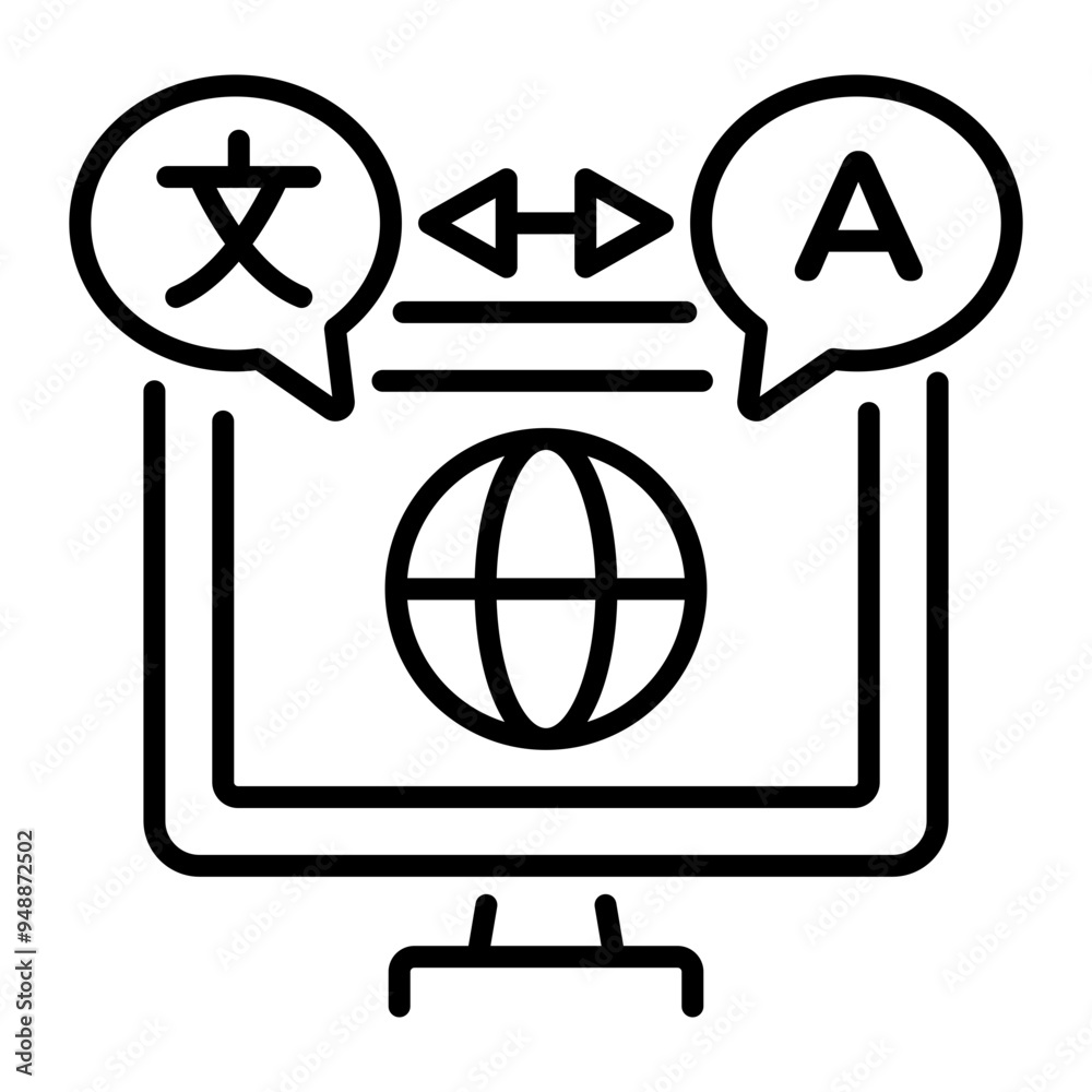 A line style icon of online translation A line style icon of online translation