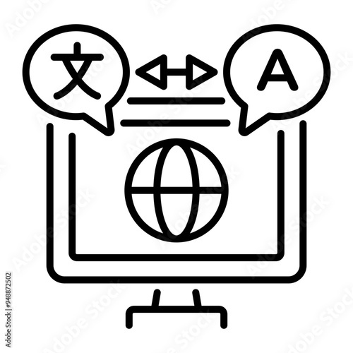 A line style icon of online translation 