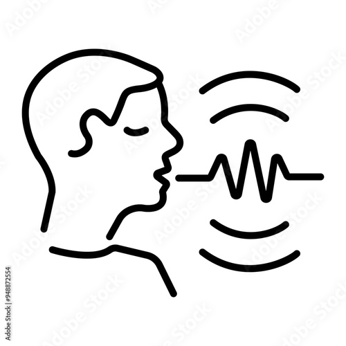 Voice command icon in outline style