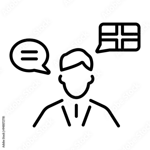 A linear style icon of bilingual 