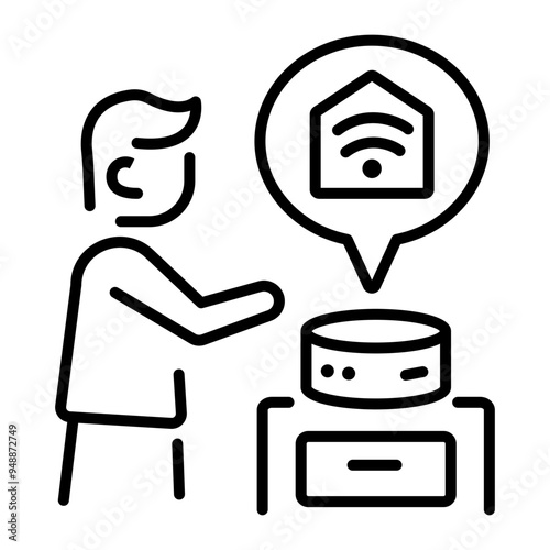 Voice command icon in outline style