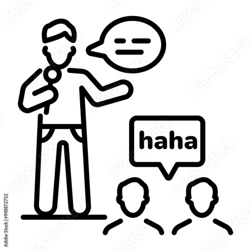 A linear style icon of standup comedy 