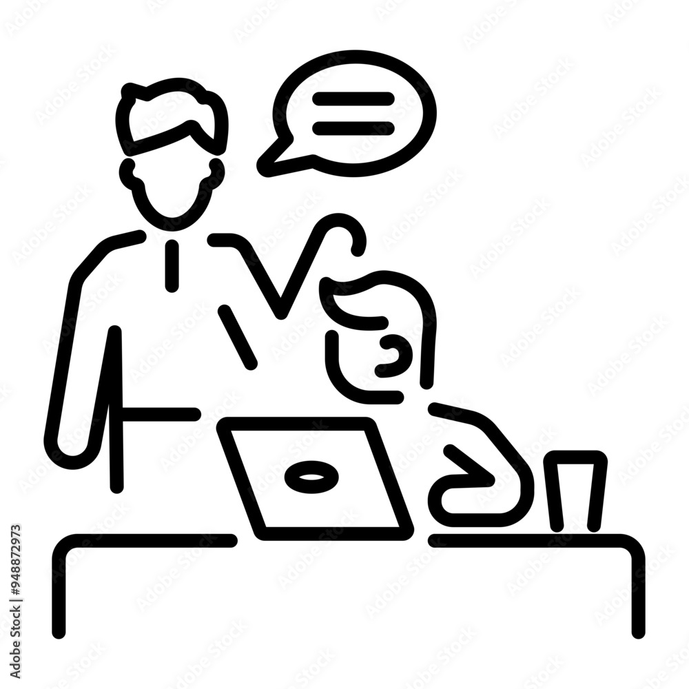 Employee discussion icon in linear style Employee discussion icon in linear style
