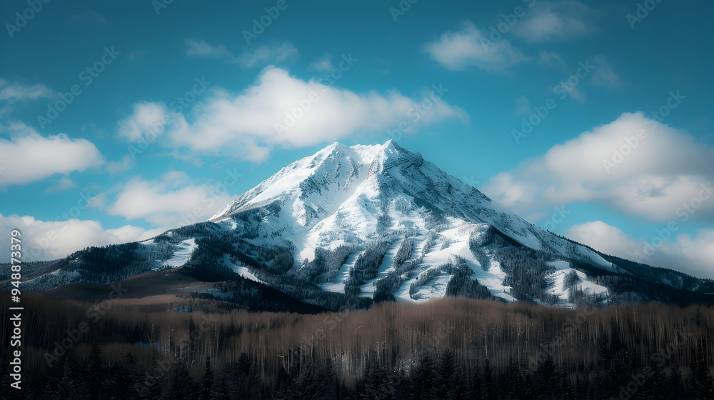Snow Covered Mountain With Clouds The Sky Snow Covered Mountain With Clouds The Sky