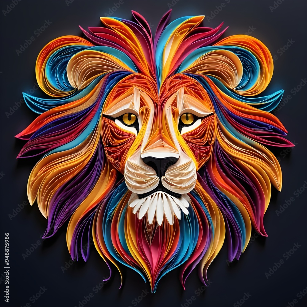 Fototapeta premium lion head - quilling art