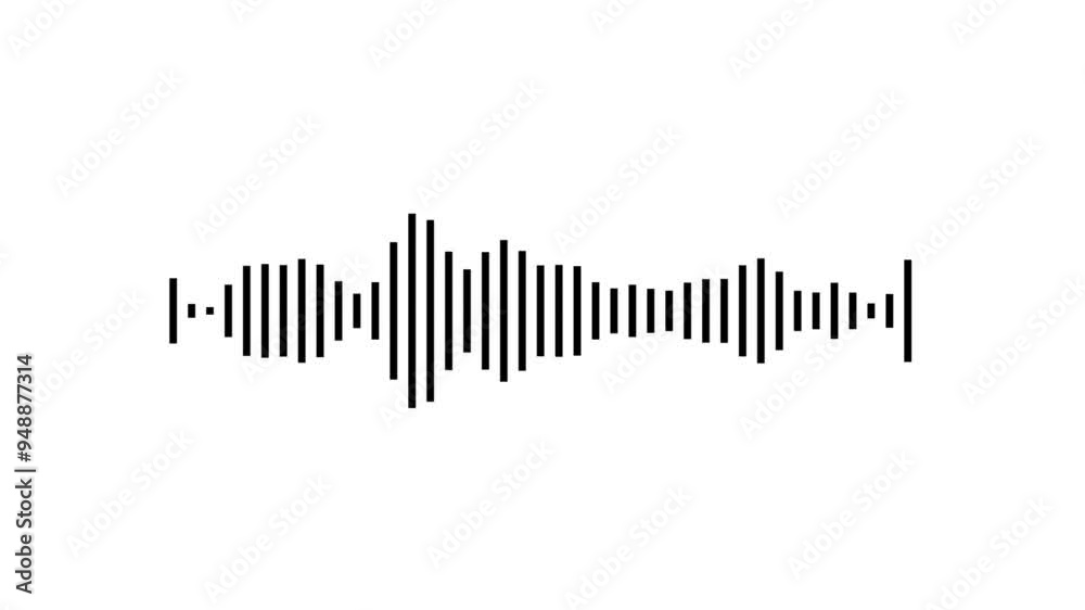 Sound Wave Animated In White Background. White audio waveform spectrum animation, Visualization sound graphic element. audio visualizer on green screen background. audio bar, spectrum form,