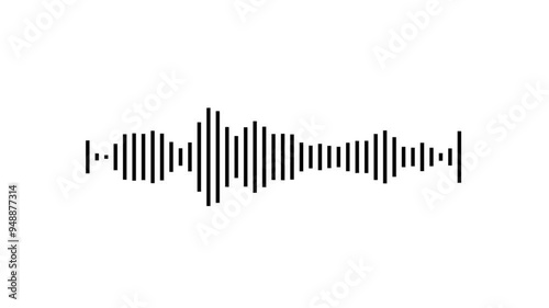 Sound Wave Animated In White Background. White audio waveform spectrum animation, Visualization sound graphic element. audio visualizer on green screen background. audio bar, spectrum form, photo