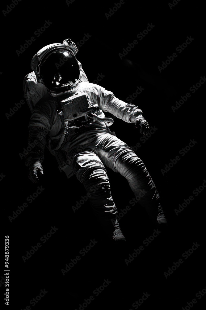 Celestial Silence - A solitary astronaut suspended in the vast darkness of space, capturing the quiet and isolation of deep space exploration. Celestial Silence - A solitary astronaut suspended in the vast darkness of space, capturing the quiet and isolation of deep space exploration.
