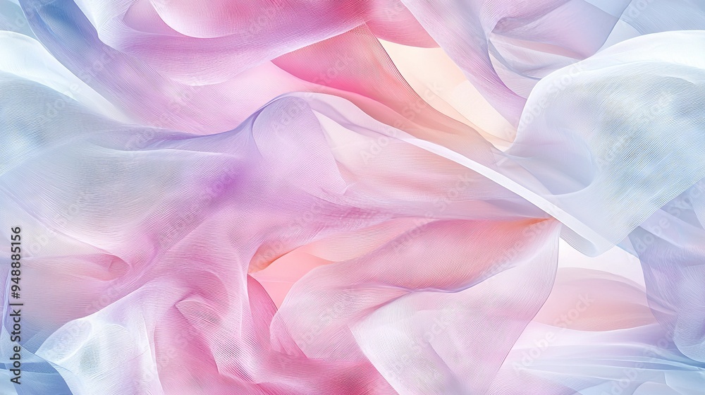 Obraz premium A painting of pink & white flowers on a blue & pink background, with a light pink center at the image's heart