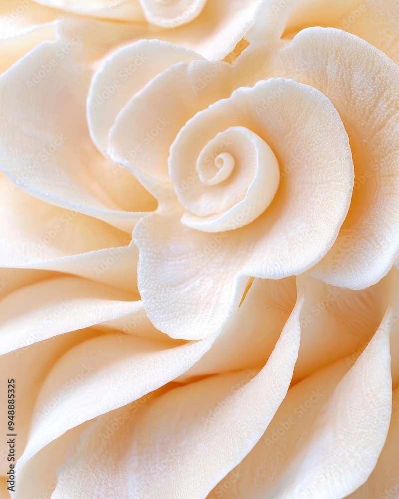 Detailed view of a seashell's spiral and ridges, macro, showcasing the beauty of the ocean. Detailed view of a seashell's spiral and ridges, macro, showcasing the beauty of the ocean.