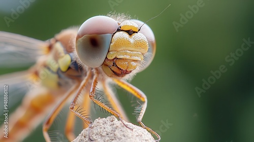 A detailed perspective of a dragonfly's compound eye reveals its macro, multifaceted vision in stunning clarity. photo