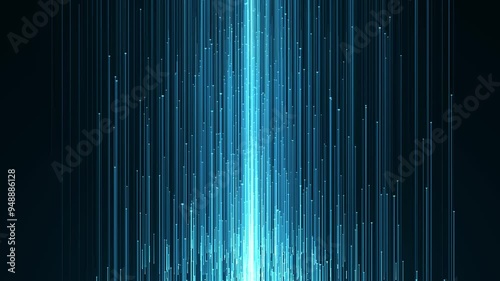 Abstract digital background with glowing neon particles flying upward. movement of a stream of glowing bright lines of particles. connection visualization. Seamless loop abstract background