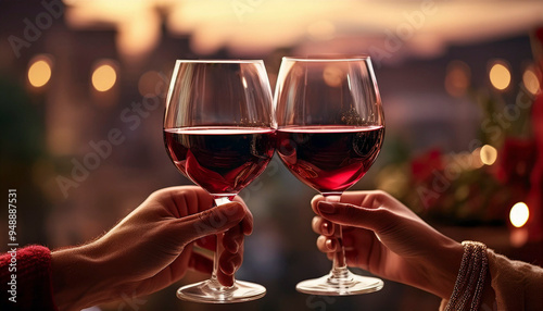 Un brindis entre amigos con copas de vino durante una celebración