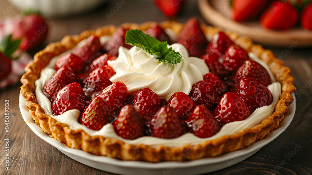 Strawberry Pie With Whipped Cream Top Strawberry Pie With Whipped Cream Top