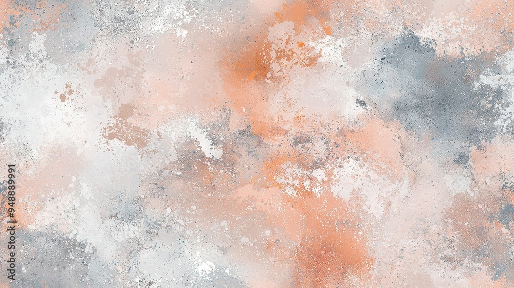 Obraz premium Close-up of a textured surface, with orange, gray, and white paint splatters