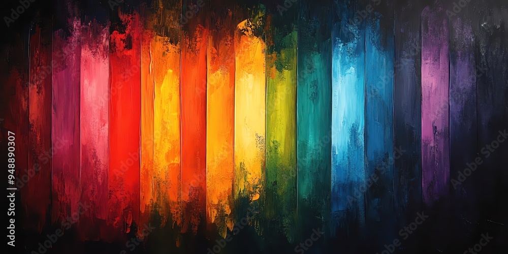 Obraz premium Abstract colorful stripes painting on dark background