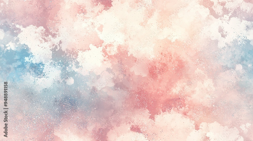 Fototapeta premium Pink-blue-white background with small white clouds in the center and a blue sky surrounding it