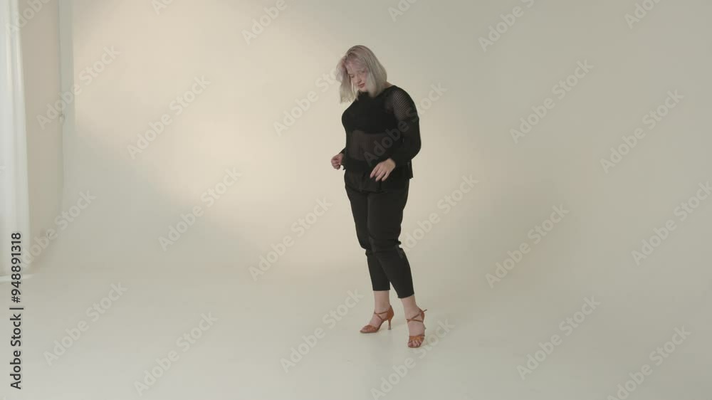 An Elegant Woman Gracefully Dancing in a Modern Fashionable Setting with a Stylish Atmosphere