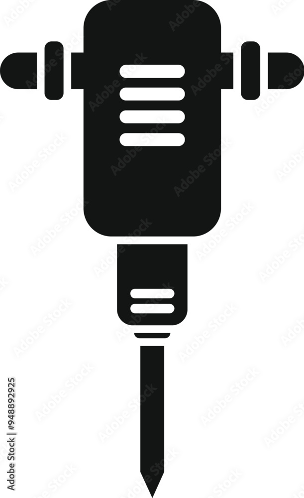 Black silhouette of a jackhammer for road repairs, construction and demolition works Black silhouette of a jackhammer for road repairs, construction and demolition works