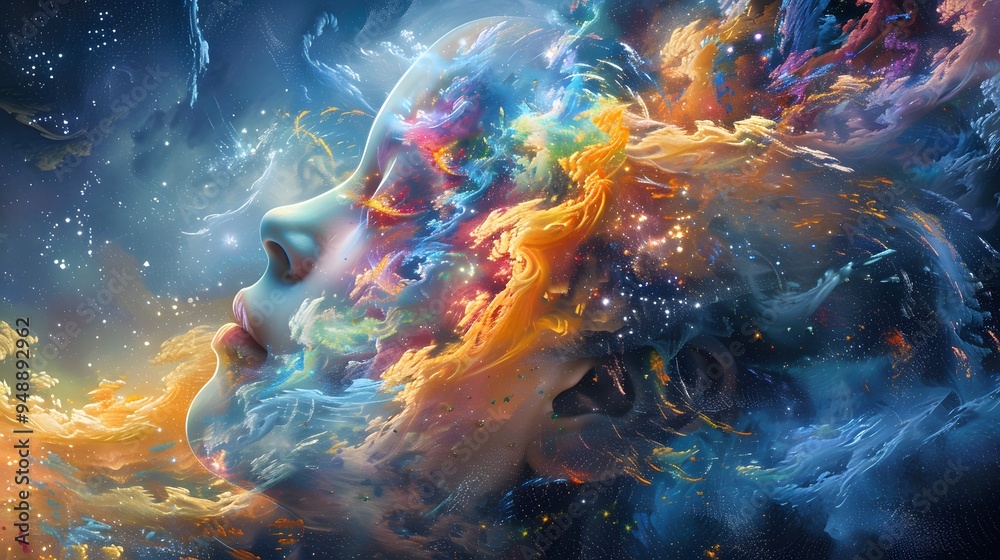 Abstract Cosmic Dreamscape with a Face Abstract Cosmic Dreamscape with a Face