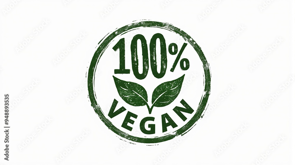 100 percent vegan stamp on a white background for eco-friendly products 100 percent vegan stamp on a white background for eco-friendly products