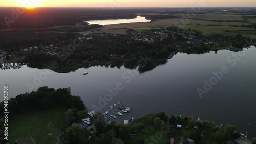 Fly over the a green and scenic nature area called Jabelscher See which is located at the Mecklenburg Vorpommern Lake area as the known former East Germany region photo