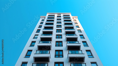 Tall White Building With Balconies The Top