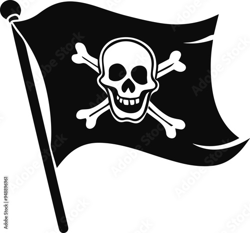 pirate flag with a skull and crossbow vector silhouette