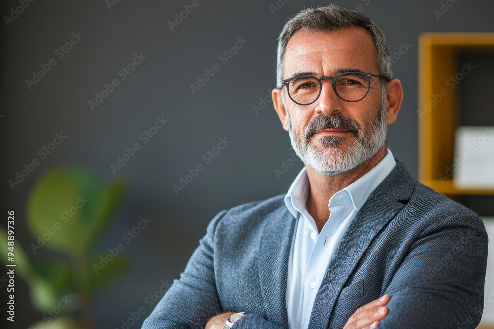 Portrait of mature businessman with arms crossed in his office. Portrait of mature businessman with arms crossed in his office.