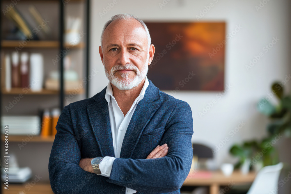 Portrait of mature businessman with arms crossed in his office. Portrait of mature businessman with arms crossed in his office.