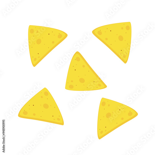 Nachos chip vector. Tortilla chips or nachos tortillas flat vector color icon.