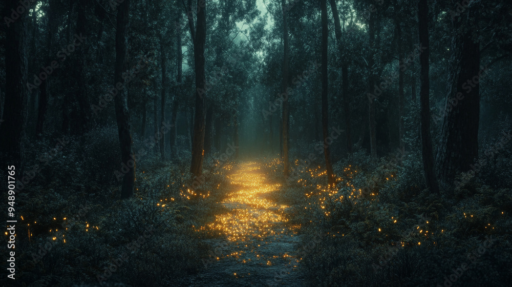 Halloween Dark Enchanted Forest with a Glowing Path
Halloween Dark Enchanted Forest with a Glowing Path