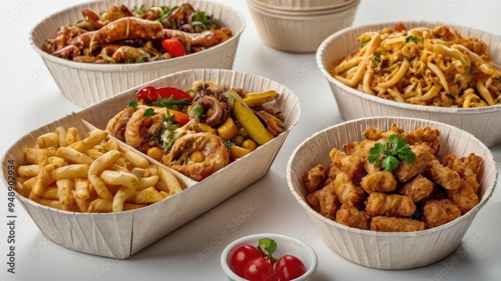 Diverse of Paper Containers for Takeaway Food Diverse of Paper Containers for Takeaway Food