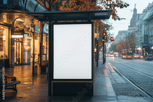 Outdoor mockup of a blank information poster on patterned paving-stone; an empty vertical street banner template in an alley; billboard placeholder mock-up on a city boulevard in an alleyway outdoors