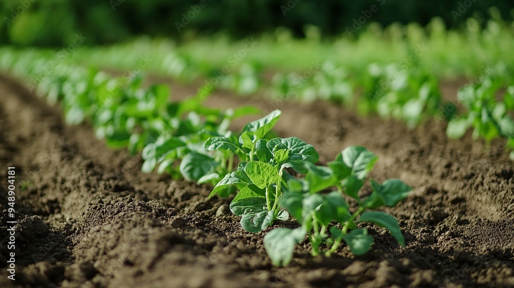 Weeding beds with agricultura plants growing in the garden. Weed control in the garden. Cultivated land close-up. Agricultural work on the plantation.generative ai Weeding beds with agricultura plants growing in the garden. Weed control in the garden. Cultivated land close-up. Agricultural work on the plantation.generative ai