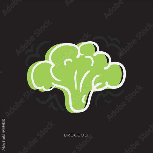 Broccoli freehand-style drawing in Doodle style.