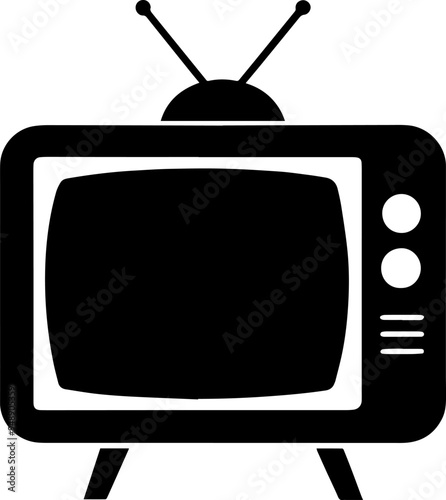 television silhouette vector, retro tv set icon