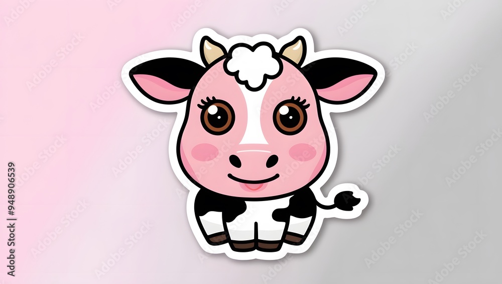 Pink cow, 3D cartoon, cute. Pink cow, 3D cartoon, cute.