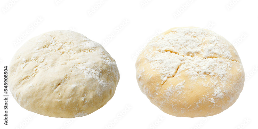 Freshly prepared dough balls on a white background ready for baking Freshly prepared dough balls on a white background ready for baking