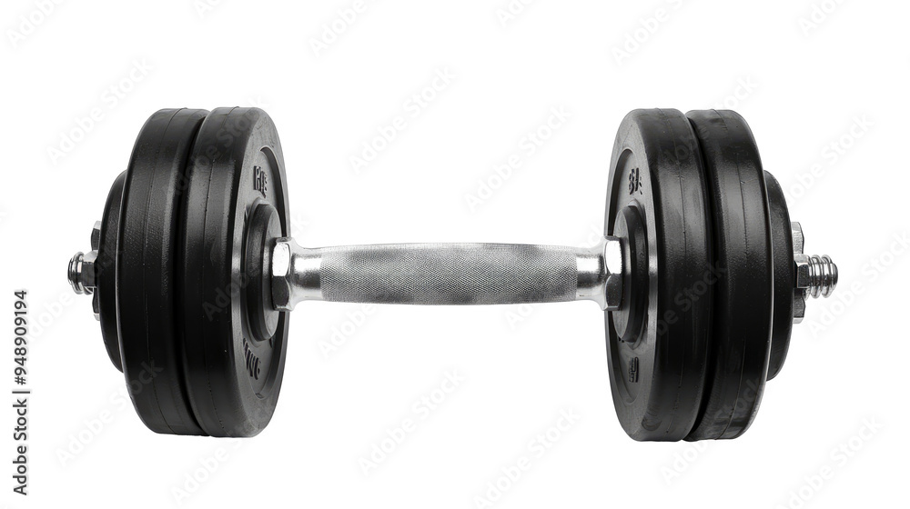 Chromium and black Dumbbell on transparent background Chromium and black Dumbbell on transparent background