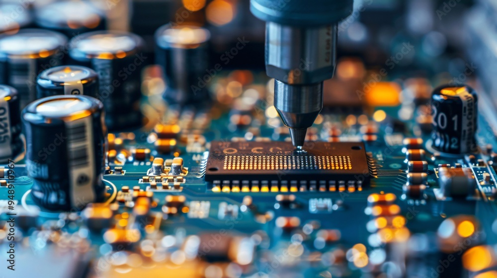 Close-up of processor with robotic arm Close-up of processor with robotic arm