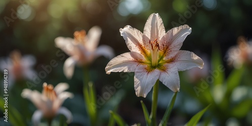 Serene beauty of a blooming lily in a tranquil garden.